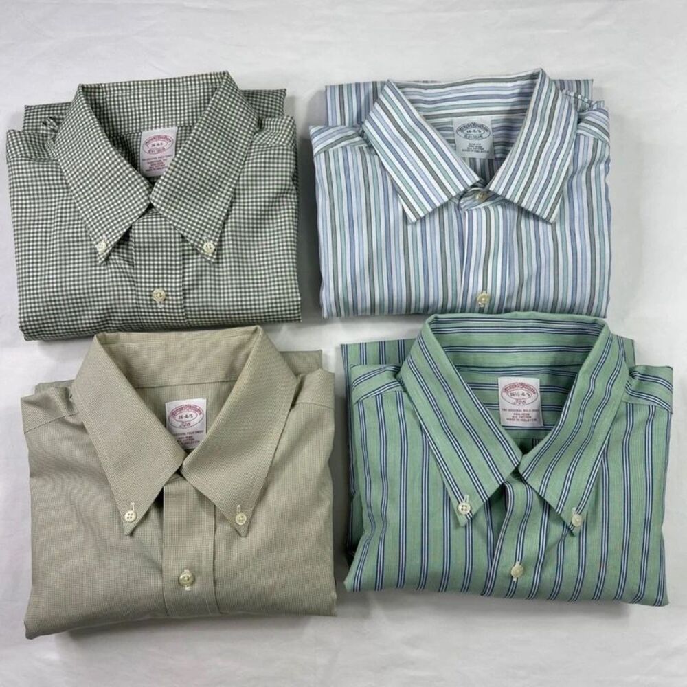 Brooks Brothers Men’s Button Down Shirt Lot Large Long Sleeve Check Stripe